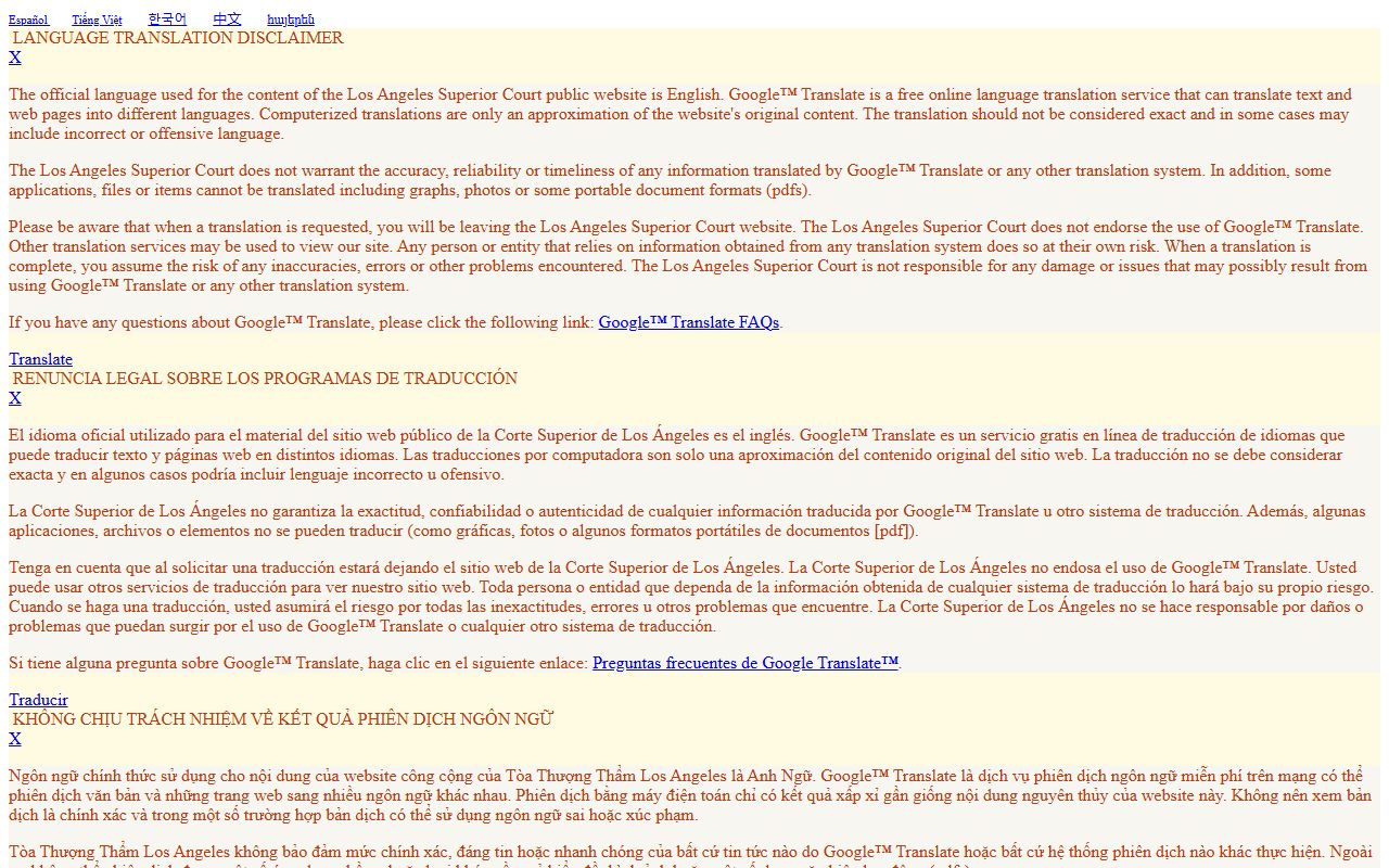 Los Angeles Superior Court traffic division overview page